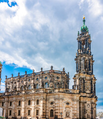 Fototapeta na wymiar Dresden cathedral (Katholische Hofkirche) on Theaterplatz square, Germany