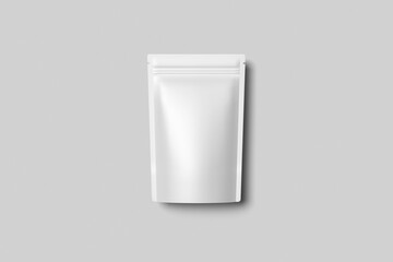 Blank Doypack pouch mockup isolated on gray background