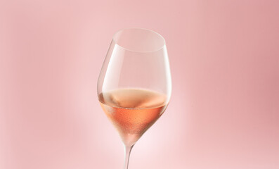 Calice di vino rosato su fondo rosa