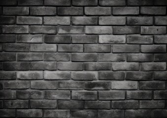 Old black brick wall background texture, wide panorama of masonry