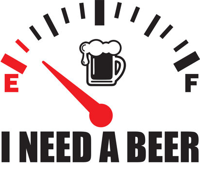 ilustraci&oacute;n de cerveza vectorial, dise&ntilde;o minimalista. Icono de cerveza sobre fondo blanco. Necesito una cerveza. Ideal para camisetas e impresi&oacute;n.