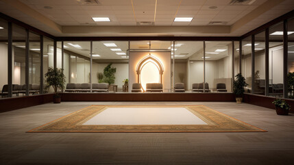 Tranquil Reflection Room: Respecting Diverse Religious Practices - obrazy, fototapety, plakaty