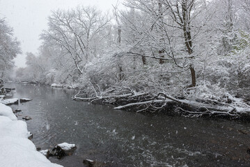 View at the Etobicoke creek in winter, near Toronto, Canada