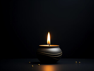 A candle flame, in isolation, minimalistic yet textured, flickering in a pitch - black void