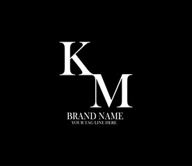 KM letter logo. Alphabet letters Initials Monogram logo. background with black