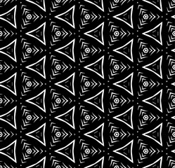 Black and white seamless abstract pattern. Background and backdrop. Grayscale ornamental design. Mosaic ornaments. Vector graphic illustration. EPS10.