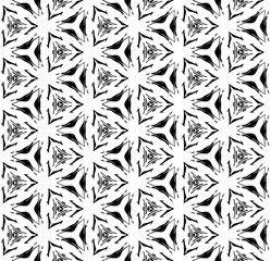 Black and white seamless abstract pattern. Background and backdrop. Grayscale ornamental design. Mosaic ornaments. Vector graphic illustration. EPS10.