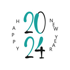 2024 happy new year logo design premium vector