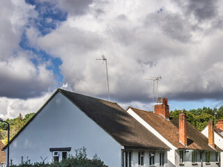 Roof tops of housing in Crowthorne Berkshire United kingdom