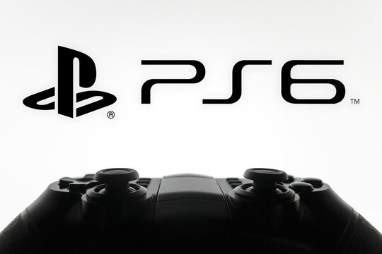 October 25, 2023, Brazil. In this photo illustration, the PlayStation 6 (PS 6) logo is displayed on a computer screen, next to a gamepad.