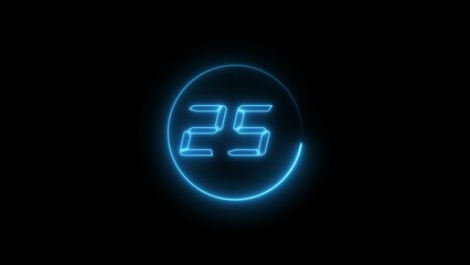 abstract glowing neon countdown timer number illustration 4k