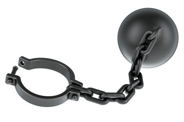 Prison Shackle with chain, 3D rendering isolated on transparent background - obrazy, fototapety, plakaty