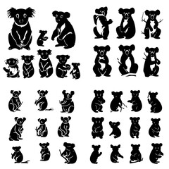 Obraz premium sloth svg, sloth png, sloth silhouette, sloth illustration, cartoon, vector, icon, animal, set, illustration, pattern, silhouette, child, cat, dog, symbol, baby, character, design, monster, seamless, 