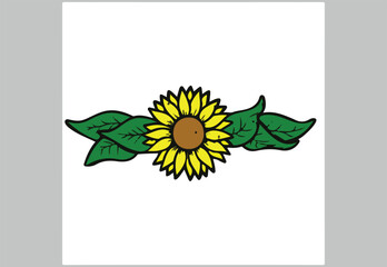 illustration of a sunflower with leaves