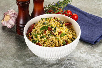 Vegetarian Pasta ptitim with vegetables