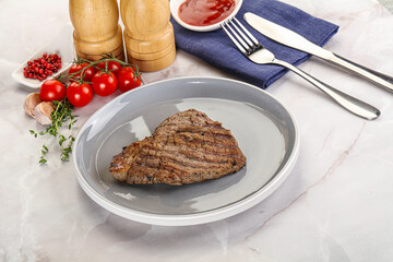 Grilled marble beef steak with sauce