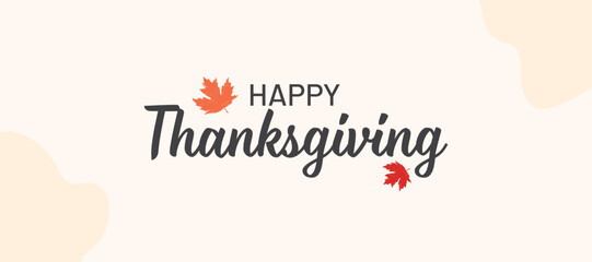 Minimal Handwritten Happy Thanksgiving Greeting Text. Vector Illustration. Simple Text Greeting for Banner, Card, Cover	
