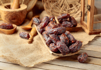 Dates fruits on a kitchen table.
