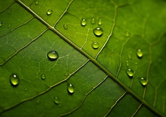 Fototapeta premium Leaf macro photography, background texture green leaf structure macro photography close up 