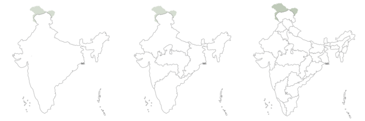 Map of India set. India map set with grey and colorful 