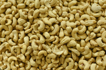A collection of raw cashew nuts