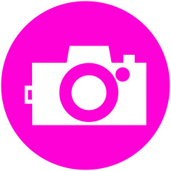 Icono rosado de cámara en fondo transparente