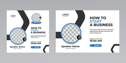 digital marketing corporate social media business conference live webinar invitation and instagram post template. 