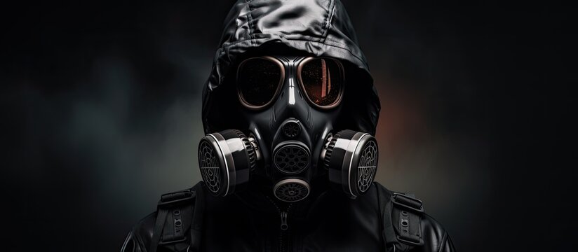 Person dons gas mask