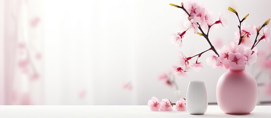 Sakura flowers and mockup for cosmetic presentation in a floral spring style