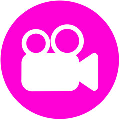 Icono rosado de cámara de cine en fondo transparente - obrazy, fototapety, plakaty