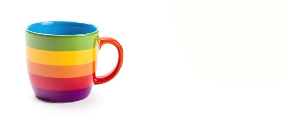 rainbow colour cup on white background.