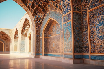 Iranian carvings on the walls of Iranian mosques. - obrazy, fototapety, plakaty