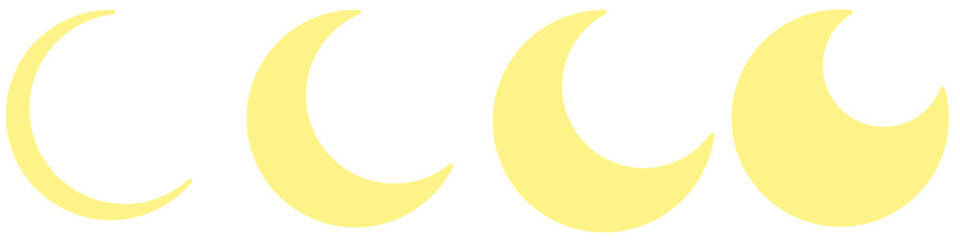 yellow crescen moon icon set