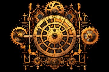 Obraz premium Steampunk-inspired clockwork automatons with intricate gears and mechanisms - Generative AI