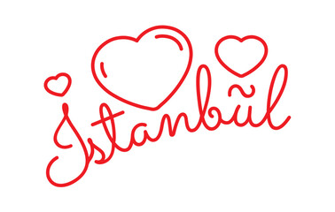 istanbul word and heart symbols. city of istanbul