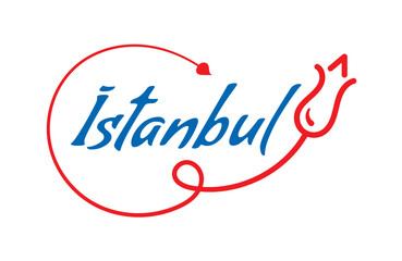 istanbul word. istanbul word and red tulip