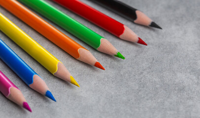 colored sharp pencils red, blue, yellow, green