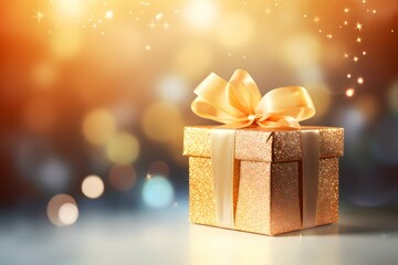 Gilded Elegance: Shimmering Golden Gift Box. Ai generated