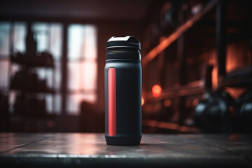 Photo of a thermos in the gym.