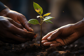 hands holding a plant