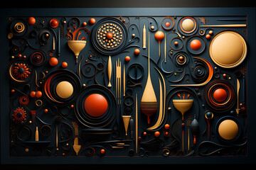 Geometric Abstracts in Black Background