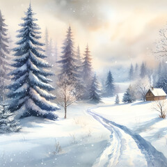winter landscape with snow