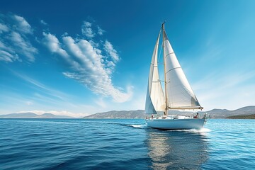 Fototapeta premium Beautiful yacht on the open sea