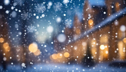 Fototapeta na wymiar winter snow blurred background for christmas; snowflakes
