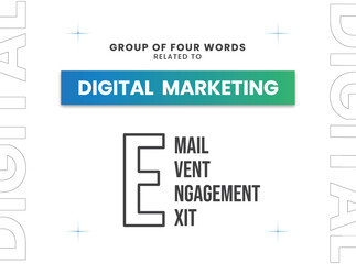 Group of Four Words Related to Digital Marketing