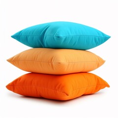 bright colorful pillows stacking in pile isolated on white