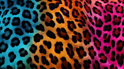 Obraz premium Vibrant Animal Print Background: Creative and Chic Leopard Pattern with Realistic Fur