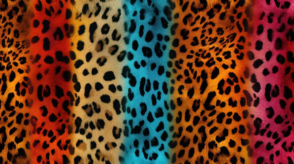 Luxurious and Glamorous Multicolor Leopard Print Texture: High-End Fashion Concept - obrazy, fototapety, plakaty