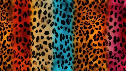 Schilderijen op glas Luxurious and Glamorous Multicolor Leopard Print Texture: High-End Fashion Concept © raulince