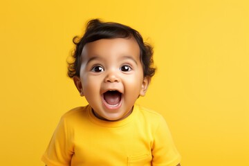 Vibrant Expression: Happy Indian Baby Opening Eyes in Surprise generative ai